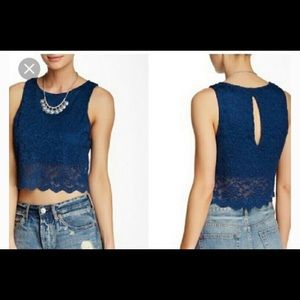 Lace blue crop top